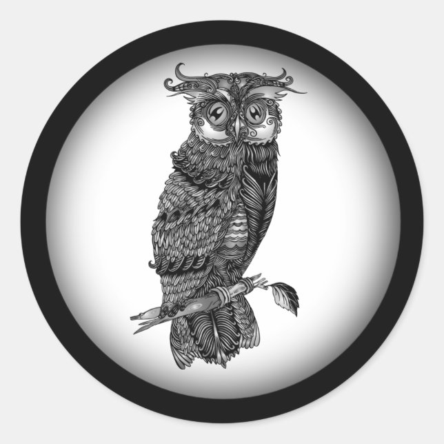 Gray Owl  Classic Round Sticker (Front)