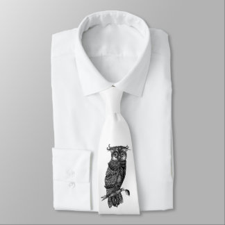 Gray Owl Neck Tie