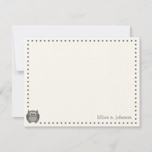 Gray Owl Personalized Note Card