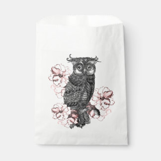 Gray Owl Pink Orchids Favor Bag