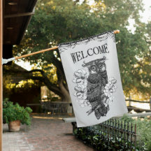 Gray Owl Welcome Flag
