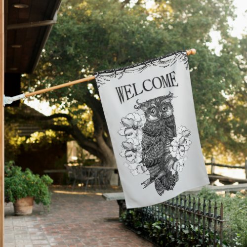 Gray Owl Welcome Flag