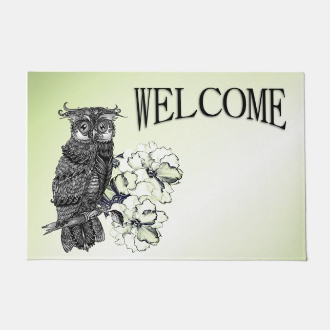 Gray Owl Welcome Mat (Front)
