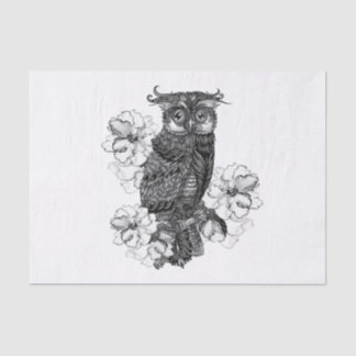 Gray Owl White Orchids Tissue Paper