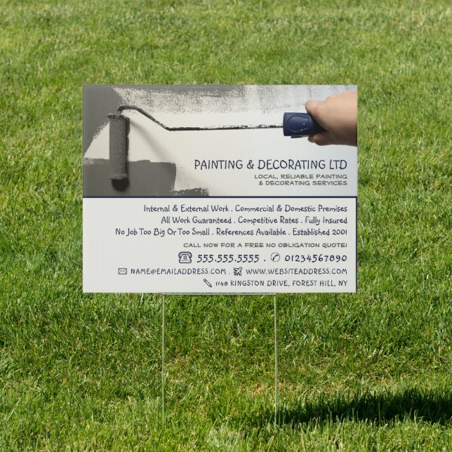 Gray Paint Roller, Painter & Decorator Advertising Sign (Insitu)