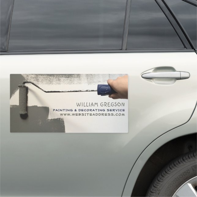 Gray Paint Roller, Painter & Decorator Car Magnet (In Situ)