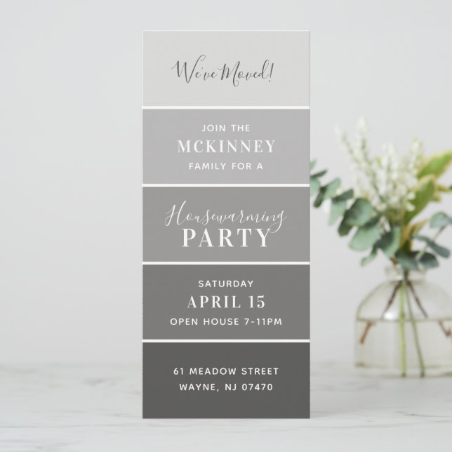 Gray Paint Swatch Card Housewarming Party Invite (Standing Front)