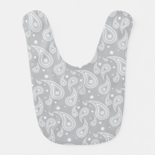 Gray Paisley Print Bib (Front)