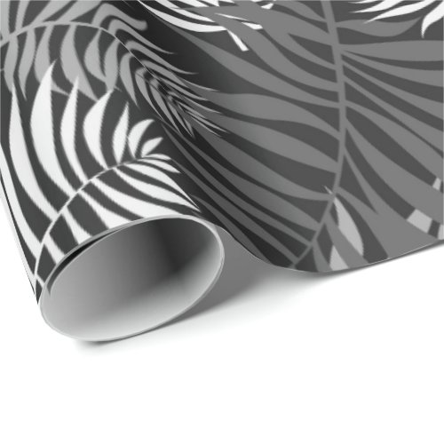 Gray Palm Fronds Wrapping Paper