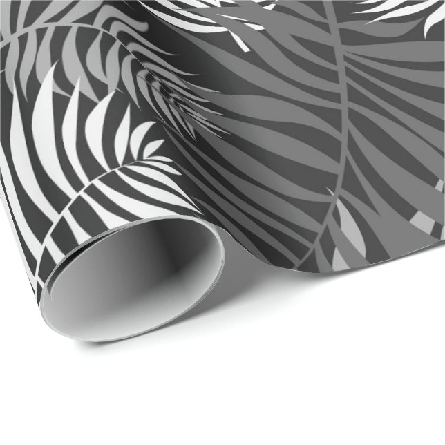 Gray Palm Fronds Wrapping Paper (Roll Corner)
