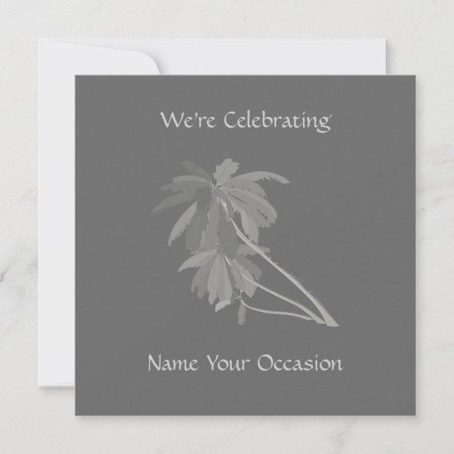 Gray Palm Invitations (Front)