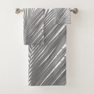 Gray Palm Leaves Finesse #1 #tropical #wall #art Bath Towel Set