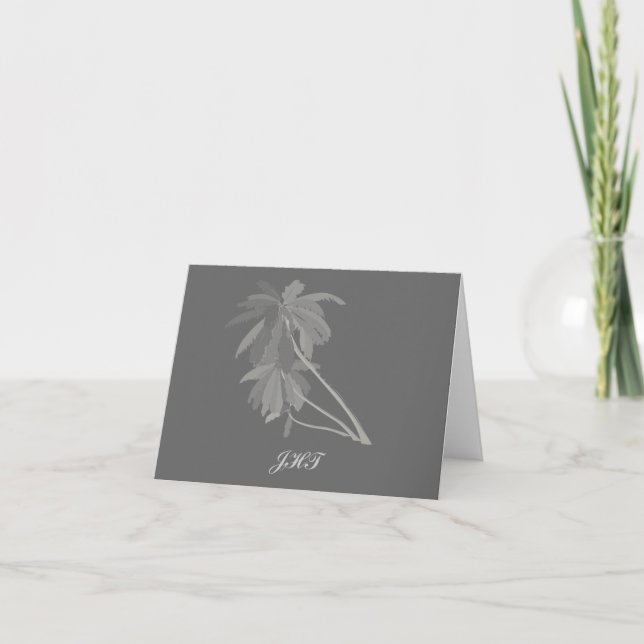 Gray Palms Personalized Note Cards H (Front)