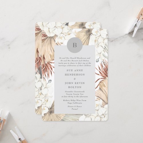 Gray Pampas Grass Wreath Border Ultimate Invitation