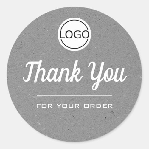 Gray Paper Style Simple Minimalist Thank You Logo Classic Round Sticker