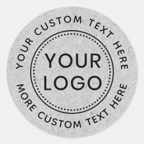 Gray paper texture custom logo circular text classic round sticker