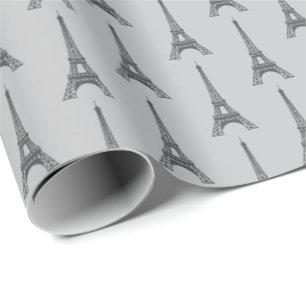 Gray Paris Gift Wrap Wrapping Paper France