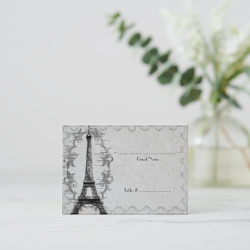 Gray Paris Grunge Reception Seating Card Business Card Templates