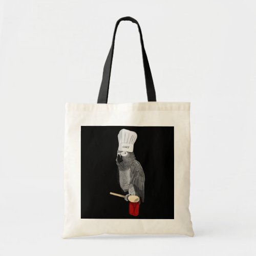 Gray Parrot Bird Kitchen Chef Hat Cooking Tote Bag