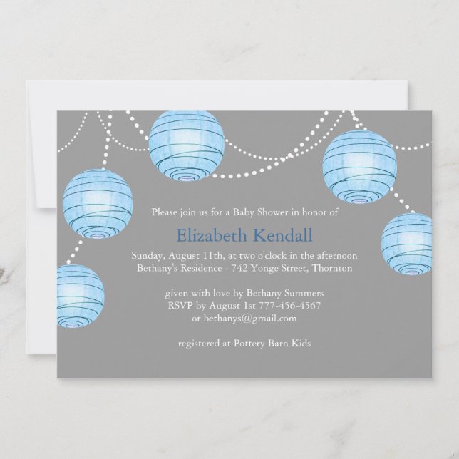 Gray Party Lantern Baby Shower Invitation (Front)