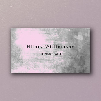 Gray Pastel Pink Grunge Texture Feminine Business Card by TabbyGun at Zazzle