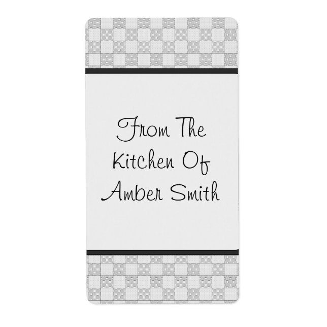 Gray Patchwork Pattern Label (Front)