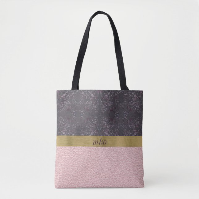 Gray Pattern and Pink Tote Bag (Front)