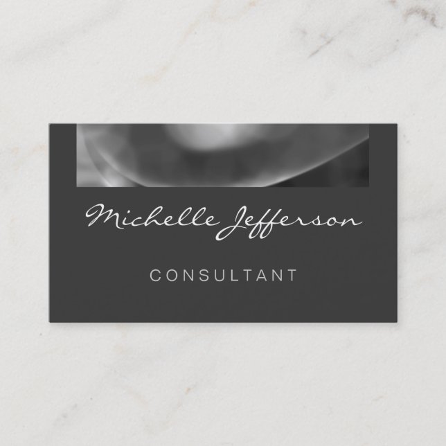 Gray Pattern Contemporary Script Business Card (Front)
