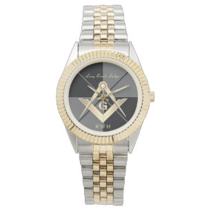 Gray Pattern Monogram Masonic Lodge Watch