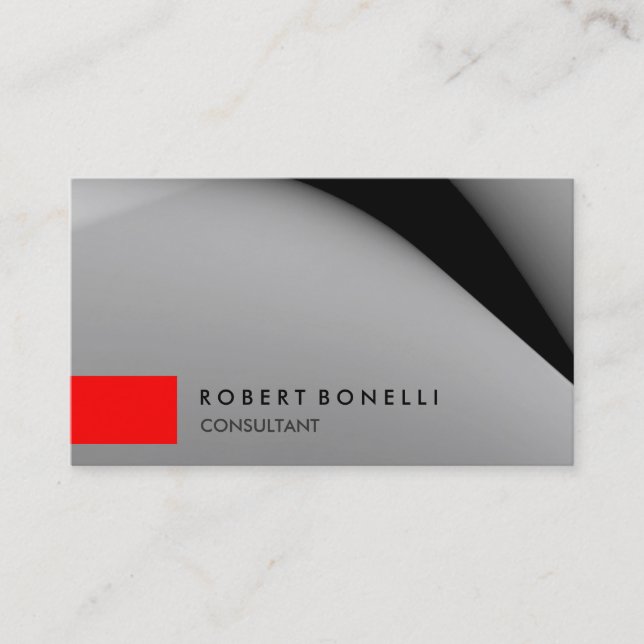 Gray Pattern Red Stripe Consultant Business Card (Front)