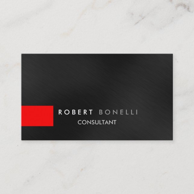 Gray Pattern Red Stripe Consultant Business Card (Front)