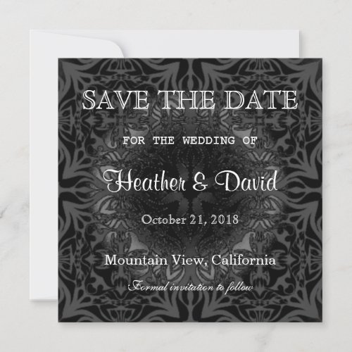 Gray Pattern Save the Date Wedding Invitation
