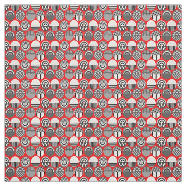 Gray Patterned Ovals  Fabric (Swatch)