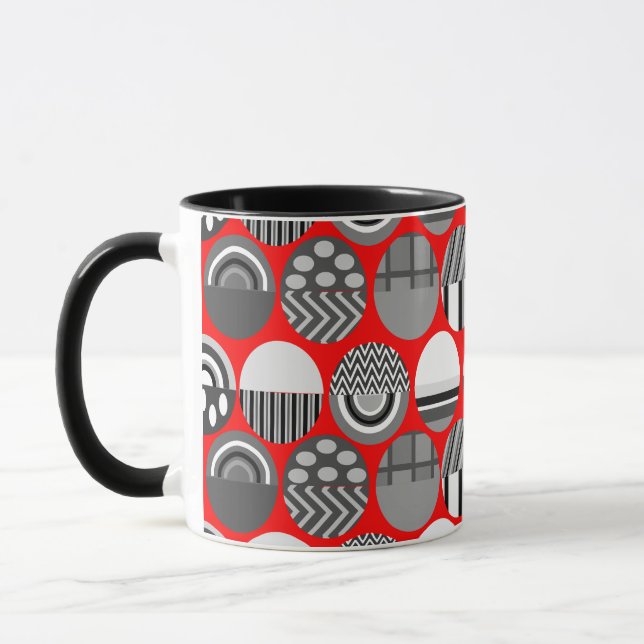 Gray Patterned Ovals  Mug (Left)