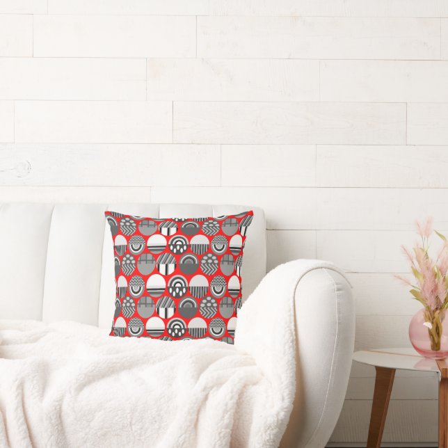 Gray Patterned Ovals  Throw Pillow (Couch)