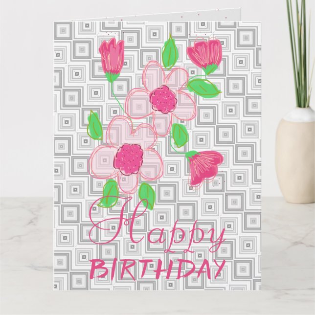 Gray Patterned Stylish Thank You Card (Front)
