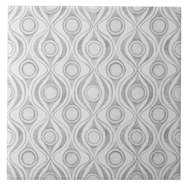 Gray Patterns Сircles Ceramic Tile (Front)