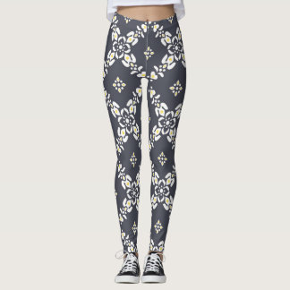 Gray patterns leaves flow leggings