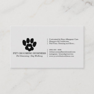Gray Paw Minimalist Pet Branding Mobile Groomer Business Card