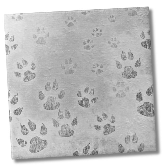 Gray Paw Pattern Ceramic Tile (Cute White Gray Pattern Animal Paw Prints Ceramic Tile)