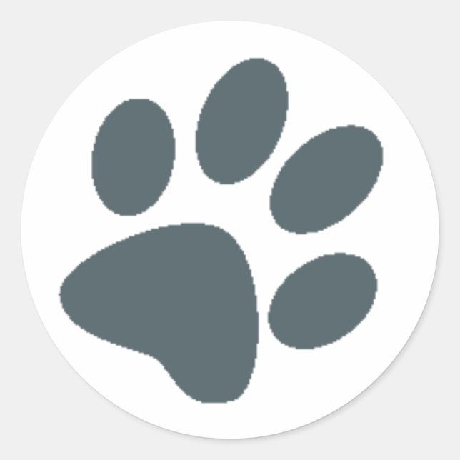 Gray Paw Print Classic Round Sticker (Front)