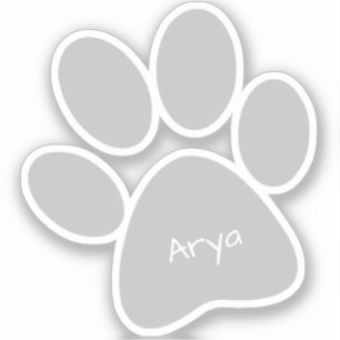 Gray Paw Print Design Contour Sticker