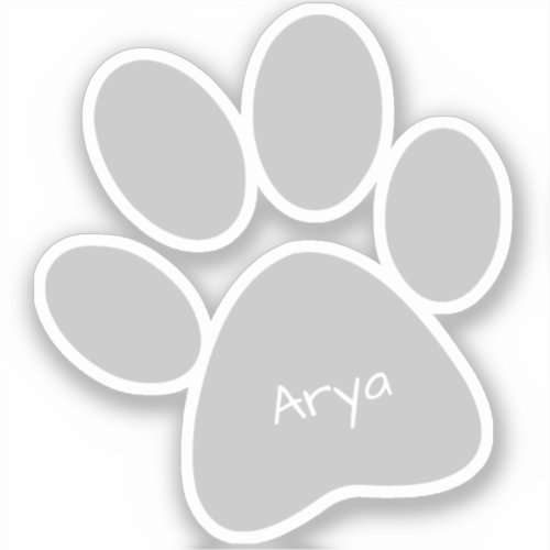 Gray Paw Print Design Contour Sticker