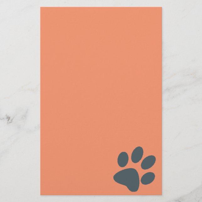 Gray Paw Print Stationery (Front)