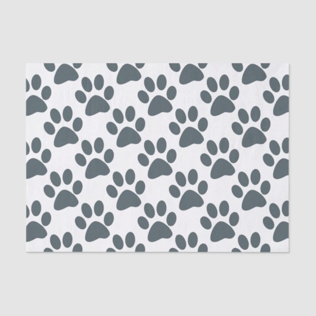 Gray Paw Print Tissue Paper (Front)