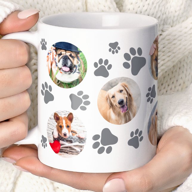 Gray Pawprint 8 Pet Dog Photo Collage Coffee Mug (Creator Uploaded)