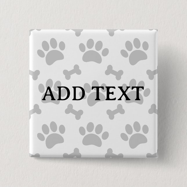 Gray Paws And Bones Pattern Button (Front)