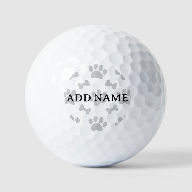 Gray Paws And Bones Pattern Golf Balls (Front)