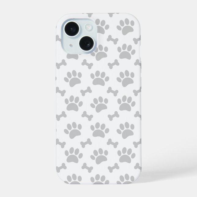 Gray Paws And Bones Pattern Iphone Case (Back)