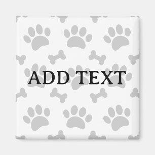 Gray Paws And Bones Pattern Magnet